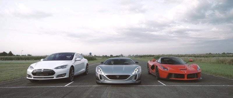 1/4 Meilenrennen: Tesla Model S P90D vs Rimac Concept_One vs LaFerrari