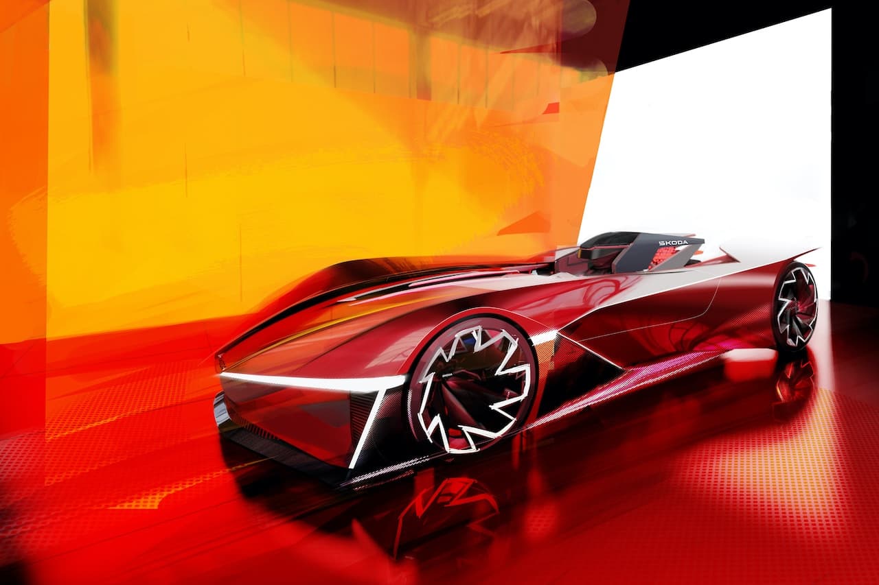 Skoda Vision GT: digitales Designmodell eines elektrischen Rennwagens